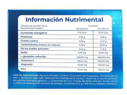 GlutaShot | Suplemento Alimenticio Líquido | Caja con 30 Unidades | Glutatión, Acerola (Vitamina C), Zinc y Magnesio